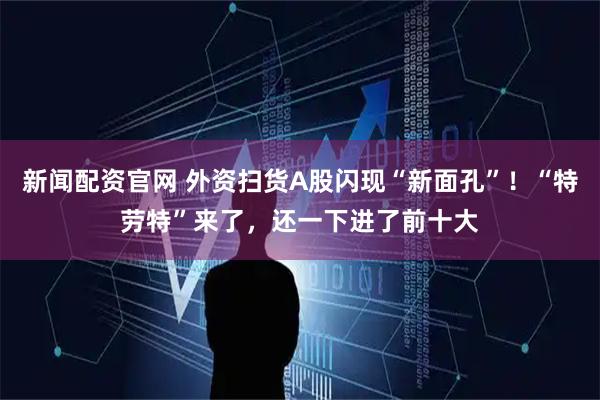 新闻配资官网 外资扫货A股闪现“新面孔”！“特劳特”来了，还一下进了前十大